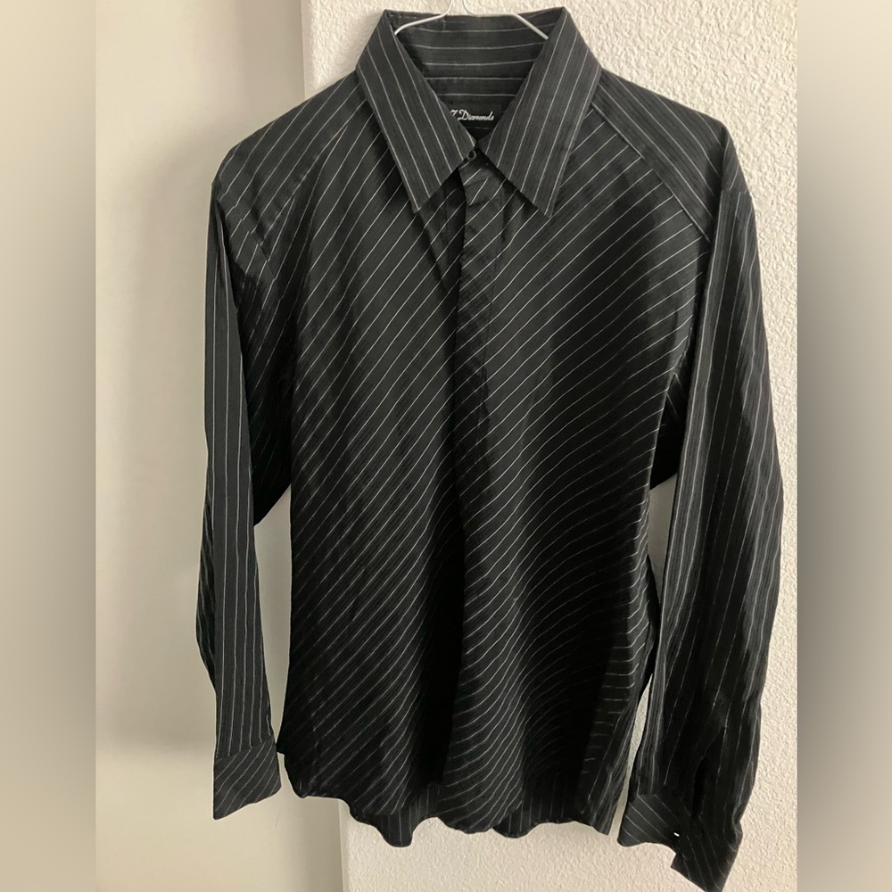 7 Diamonds Black Pinstripe Dress Shirt